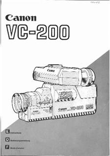 Canon VC 200 manual. Camera Instructions.